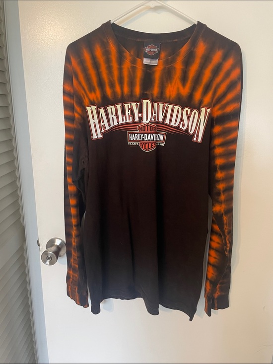 Harley-Davidson Other - Harley-Davidson Black and Orange Tie-Dye Long Sleeve Tee